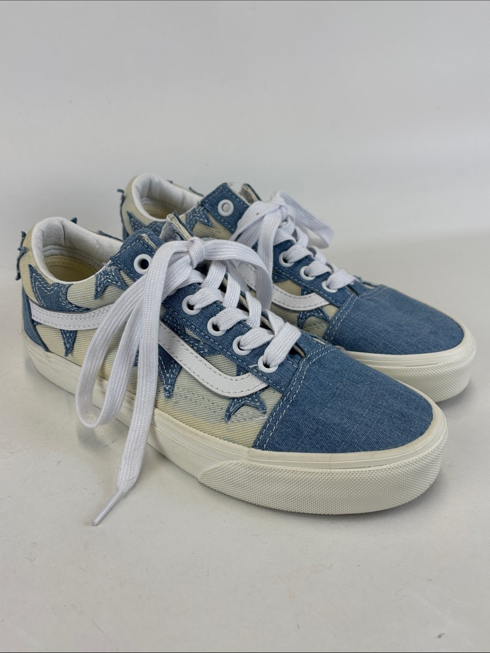 VANS Old Skool Starry Night Denim Blue & White Womens Size 7